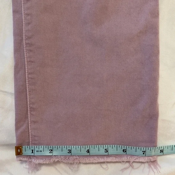 Paige Cindy straight jeans, high rise, raw hem, faded rose color, size 33 - Picture 12 of 12